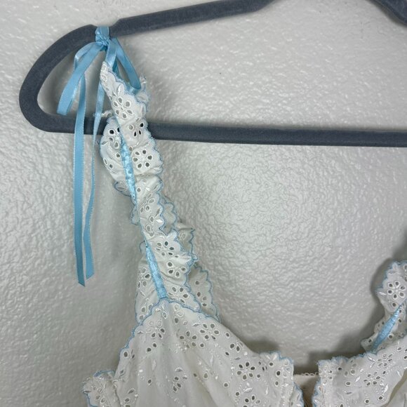 For Love & Lemons for Victoria's Secret Eyelet Swirl Bustier Bra M White Feminin - Picture 5 of 12